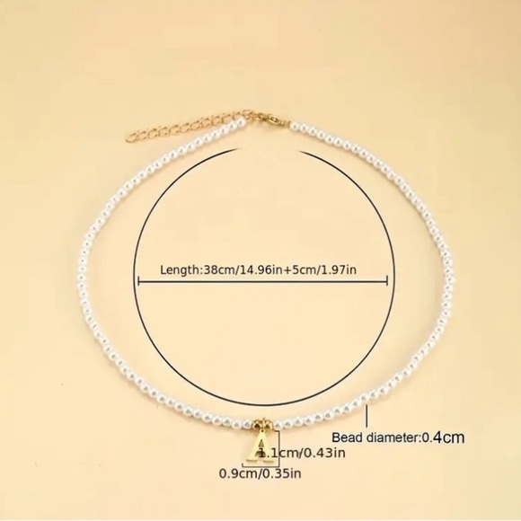 Letter “C” Initial On Faux Pearl Necklace - Picture 2 of 2